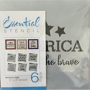 Essential Stencil Reuseable America 6 Pk Mini Set Flexible Washable Strong 6”
